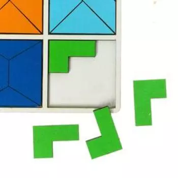 Головоломка геометрическая деревянная «Квадраты», 2 уровень, 6 квадратов