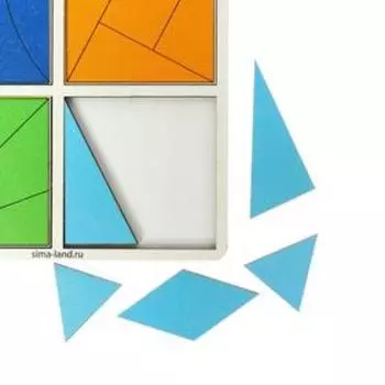 Головоломка геометрическая деревянная «Квадраты», 3 уровень, 6 квадратов