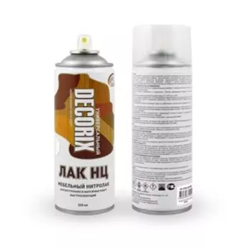 Лак-аэрозоль бесцветный глянцевый 520 мл НЦ мебельный нитролак DECORIX (A32)