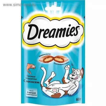 Лакомство Dreamies для кошек, лосось, 60 г
