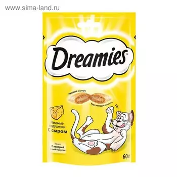 Лакомство Dreamies для кошек, сыр, 60 г