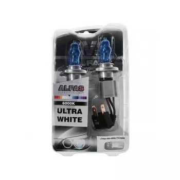 Лампа автомобильная AVS ALFAS PURE WHITE LIGHT H4 75/85W P43t 6000К, набор 2 шт