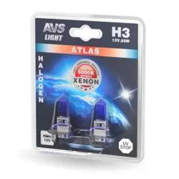 Лампа автомобильная AVS ATLAS, 5000К, H3, 24 В, 70 Вт, набор 2 шт