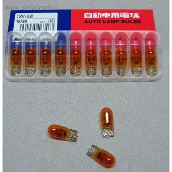Лампа автомобильная Koito, W5W, 12 В (W2,1*9,5d) оранжевая,