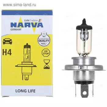 Лампа автомобильная Narva Long Life, H4, 12 В, 60/55 Вт, 48889