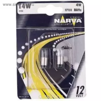 Лампа автомобильная Narva, T4W, 12 В, 4 Вт, (BA9s), набор 2 шт, 17131 (бл.2)