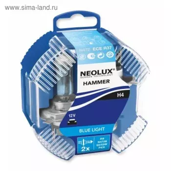 Лампа автомобильная NEOLUX Blue Light, H4, 12 В, 60/55 Вт, набор 2 шт, N472B-SCB