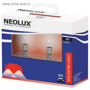 Лампа автомобильная Neolux H1 55 P14.5s+50% EXTRA LIGHT, 2шт 12V 1 10 N448EL-2SCB