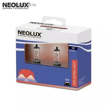 Лампа автомобильная Neolux H7 12V 55 PX26d+50% EXTRA LIGHT, 2шт N499EL-2SCB