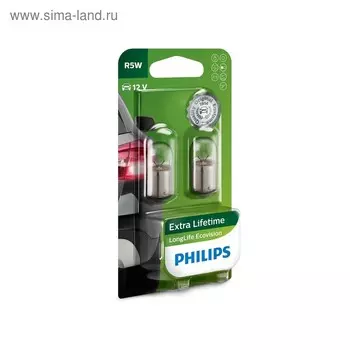 Лампа автомобильная Philips Long Life EcoVision, R5W, 12 В, 5 Вт, 2 шт, 12821LLECOB2