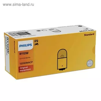 Лампа автомобильная Philips, RY10W, 12 В, 10 Вт, 12093NACP