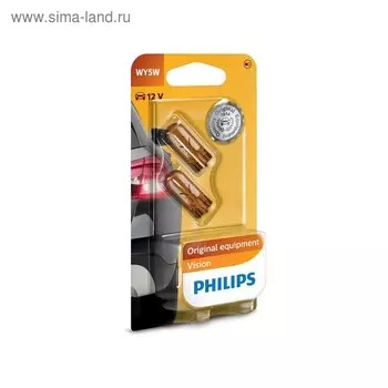 Лампа автомобильная Philips, WY5W, 12 В, 5 Вт, (W2,1x9,5d), набор 2 шт, 12396NAB2