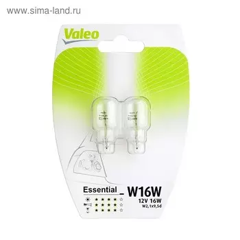 Лампа автомобильная VALEO, W16W, 12 В, 16 Вт, (W2,1x9,5d), набор 2 шт, 32122 (бл.2)