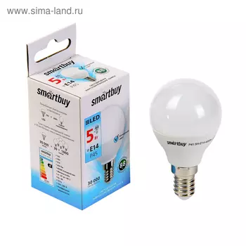 Лампа cветодиодная Smartbuy, Е14, P45, 5 Вт, 4000 К, холодный свет