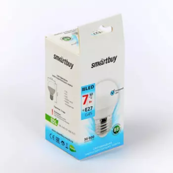 Лампа светодиодная Smartbuy, E27, G45, 7 Вт, 4000 К, дневной белый свет