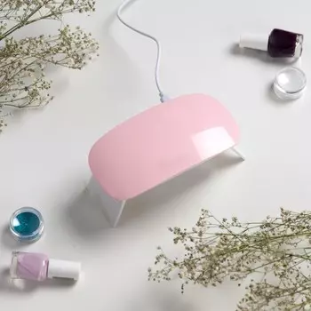Лампа для маникюра Luazon LUF-22, UV/LED, 6 диодов, 6 Вт, таймер, USB, розовая