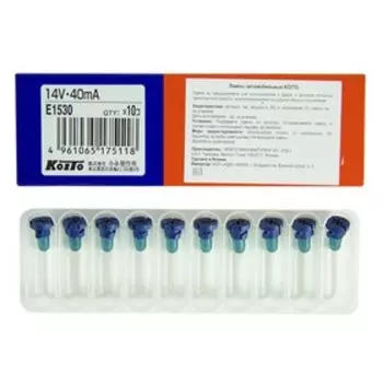 Лампа дополнительного освещения Koito, 14V 40mA T4.2 - пластик. цоколь (зелёный)