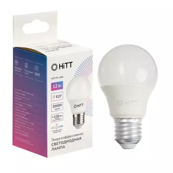 Лампа HiTT-PL, A60, 12 Вт, 230 В, E27, 4000 К