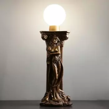 Лампа интерьерная "Девушка у колонны" шар, бронза 90см