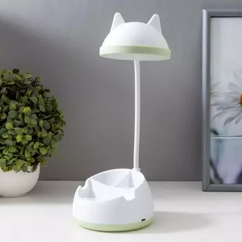 Лампа настольная "Добрая" LED 2 режима 2Вт USB органайзер бело-зеленый 8,5х12х34 см