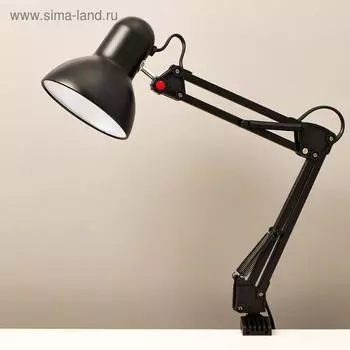Лампа настольная Е27, на зажиме (220 В) черная h=55 см (811) RISALUX