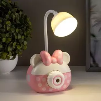 Лампа настольная RISALUX «Гамми», LED, 2 режима, 2 Вт, USB, точилка, розовый, 11.7712 см