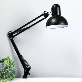 Лампа настольная Инженер на струбцине, 1х60Вт Е27 черный Н81см