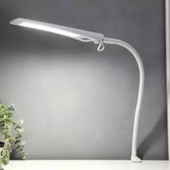 Лампа настольная на струбцине Гермес 8Вт LED, гибкая стойка, белый, h=40 см