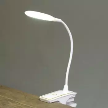 Лампа настольная прищепка сенсор 3 режима LEDх14 "Золотая полоса" лупа USB, 3ААА 44х15х6 см RISALUX