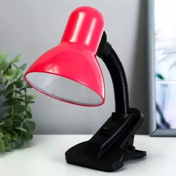 Лампа настольная Школьник на прищепке, шнур 0.9м 1х60Вт Е27 розовый