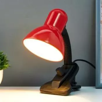 Лампа настольная UT-102А на прищепке, 1х40Вт Е27, диммир., красный d=11,5см, h=27 см