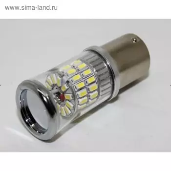 Лампа светодиодная 12В (21/5w) BAY15d 48 SMD 3014 48W, зеркальная колба, белая