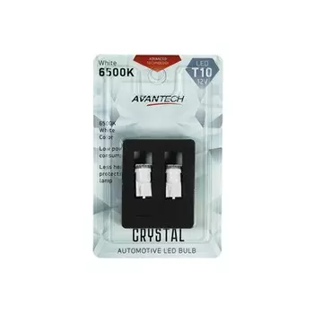 Лампа светодиодная Avantech 12V LED T10 W5W 6500K, 2 шт., ярко-белый