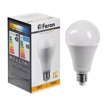 Лампа светодиодная FERON, (30W) 230V E27 2700K A80, LB-130