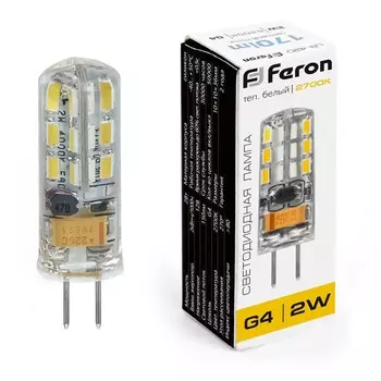 Лампа светодиодная Feron, G4, 2 Вт, 12 В, белый теплый свет