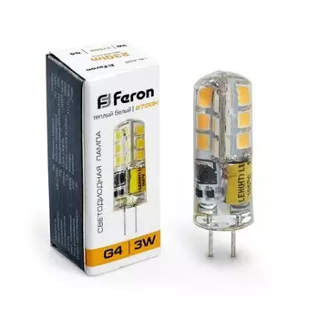 Лампа светодиодная Feron, G4, 3 Вт, 12 В, белый теплый свет