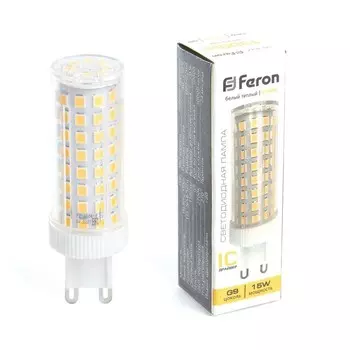 Лампа светодиодная Feron, G9, 15 Вт, 175-265 В, белый теплый свет
