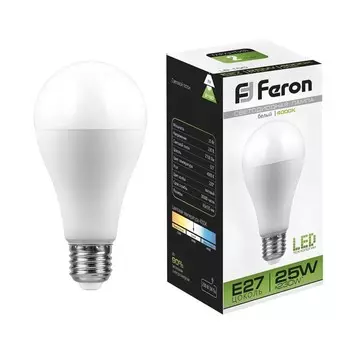 Лампа светодиодная FERON LB-100, A65, E27, 25 Вт, 230 В, 4000 К, 2150 Лм, 220°, 135 х 65 мм