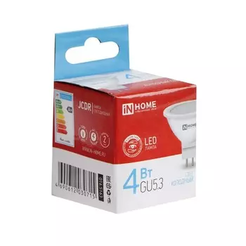 Лампа светодиодная IN HOME LED-JCDR-VC, 4 Вт, 230 В, GU5.3, 6500 К, 320 Лм