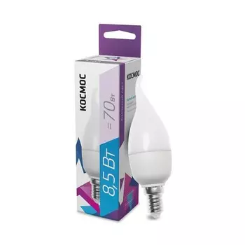 Лампа светодиодная КОСМОС, E14, 8.5 Вт, 6500 К, свечение холодное белое