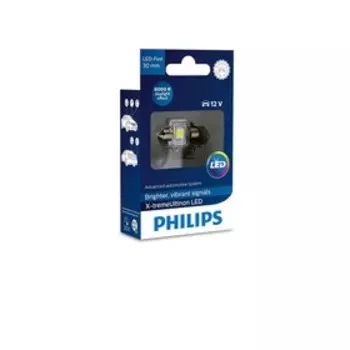 Лампа светодиодная PHILIPS 12 В, SV8,5-30/11, 1,0 Вт, 6000К, X-tremeUltinon