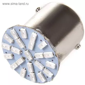Лампа светодиодная S25 (P21W), 24В, 22 SMD с цоколем красная Skyway,, S08202031