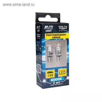Лампа светодиодная T10 C026 /белый/ (W2.1x9.5D) CANBUS 3W PSB, блистер, набор 2 шт