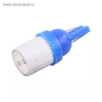 Лампа светодиодная Skyway T10 (W5W), 12 В, 1 SMD диод, без цоколя, радиатор, синяя, SRS-06B