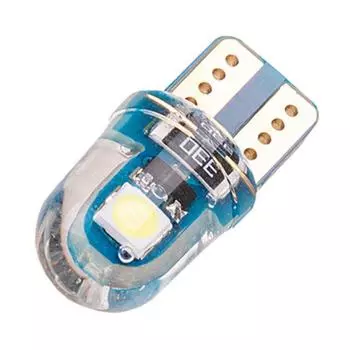 Лампа светодиодная T10 (W5W), 12V, 2 SMD диода, 1-конт, силикон, белая, SKYWAY, S08201436