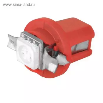 Лампа светодиодная T8,5(T4W), 12В 1 SMD диодов, Конус красная Skyway,, S08201219