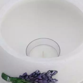 Лампион/ подсвечник круглый "Лавандовый край", 14,4 см, белый