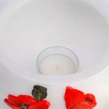 Лампион/ подсвечник круглый "Маки", 14,4 см, жемчужный белый