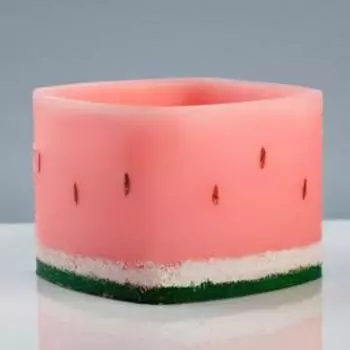Лампион/ подсвечник квадратный "Арбуз", 13×13×9,5 см, розовый