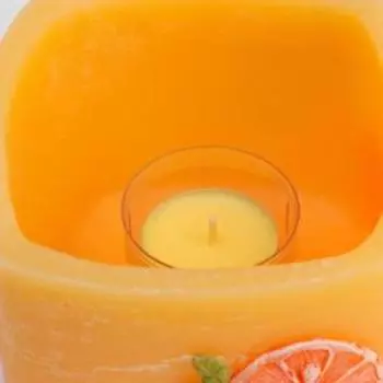 Лампион/ подсвечник квадратный ароматический "Апельсин", 13х13х9,5 см, оранжевый